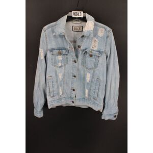 Buckle BKE Denim Jacket Women's Small Light Wash Distressed w/ Buttons
